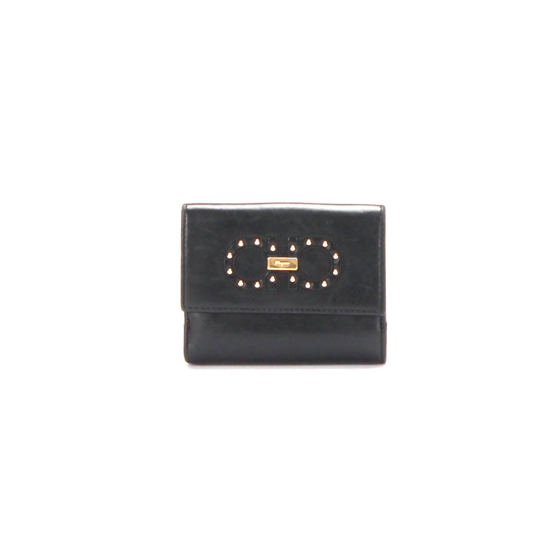 Gancini Studded Leather Small Wallet