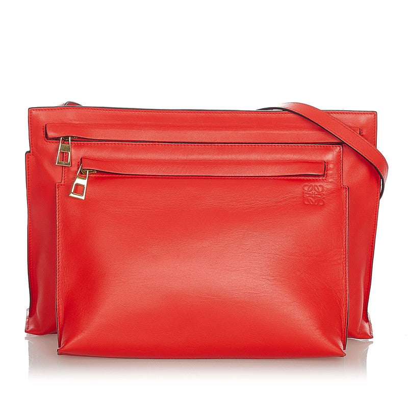 Double Pouch Leather Crossbody Bag