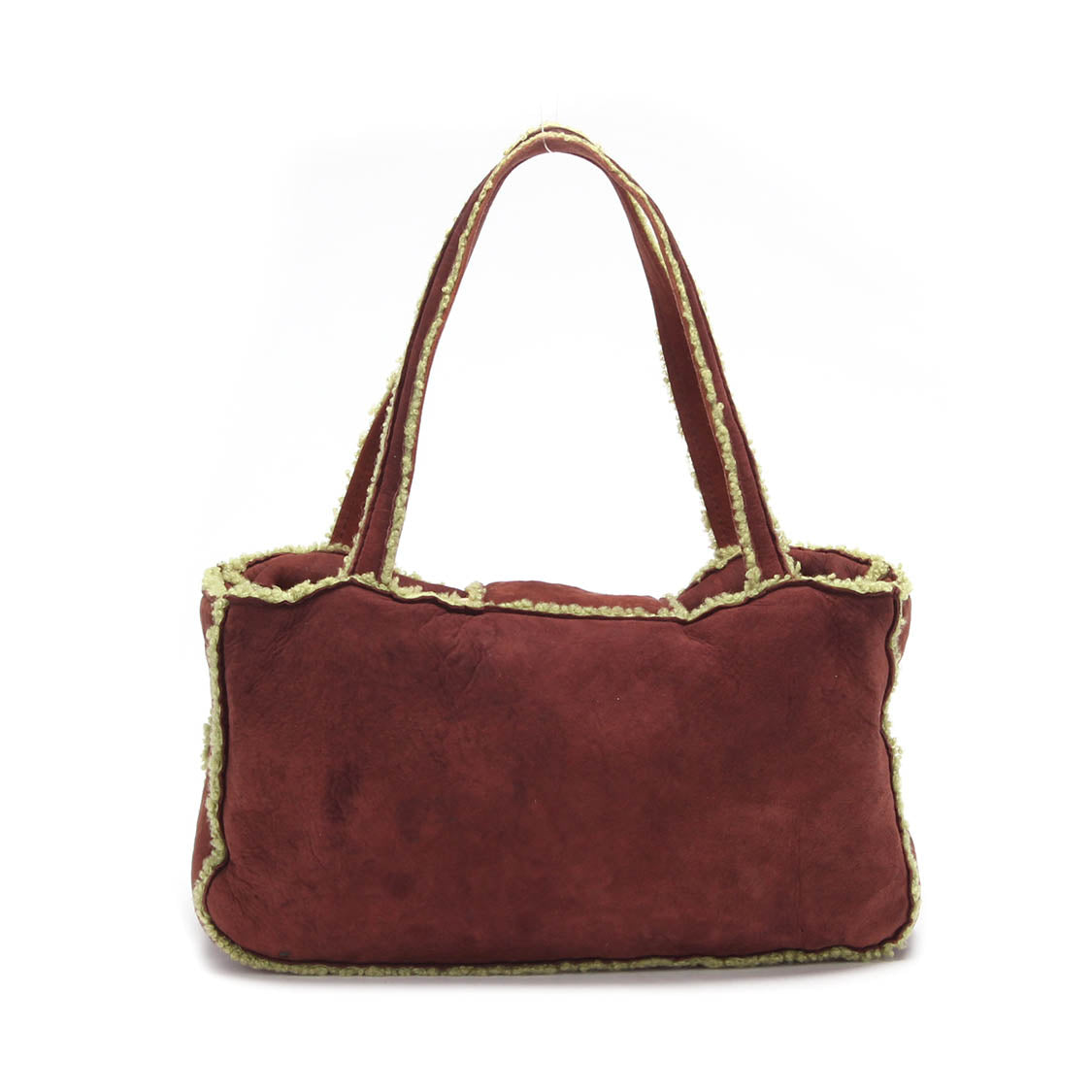 Suede &  Shearling Trim Handbag