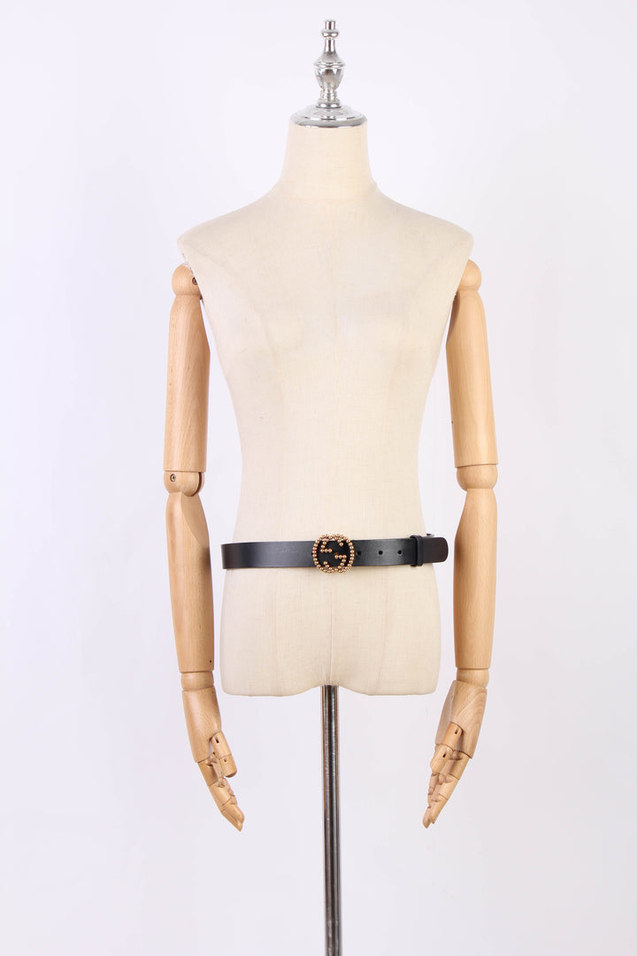 Studded Interlocking G Leather Belt 282323