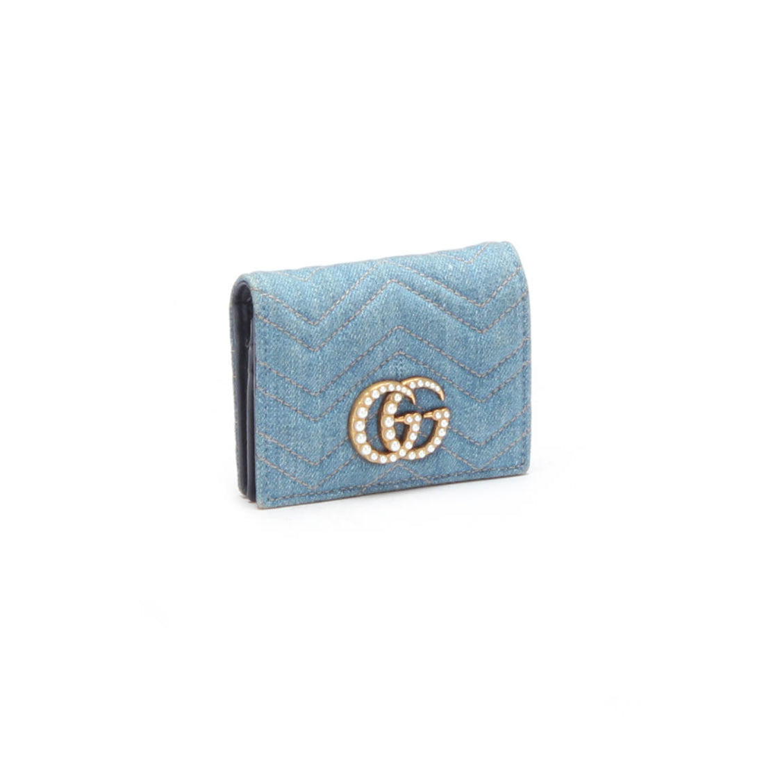 GG Pearl Marmont Denim Wallet 466492