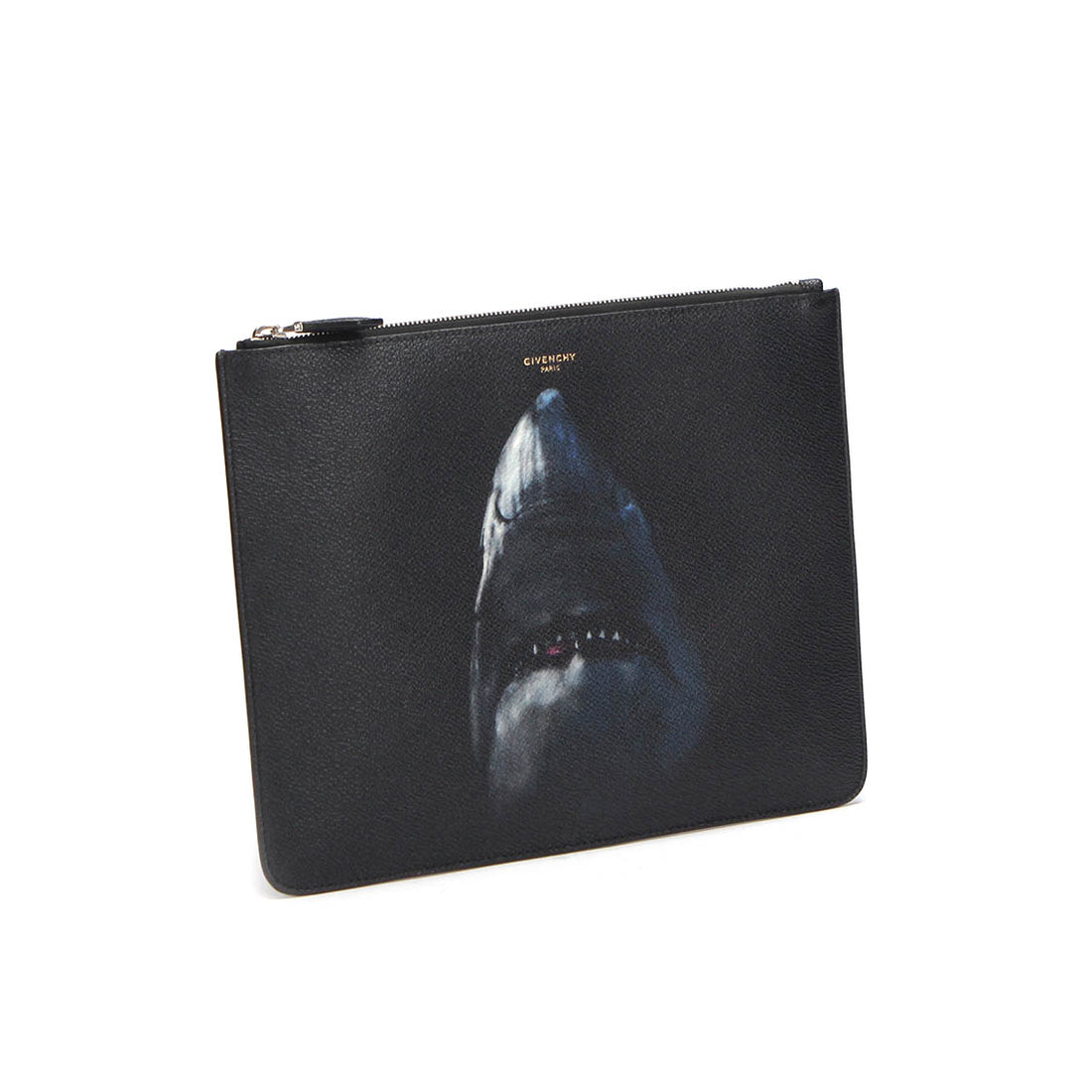 Shark Print Leather Clutch Bag