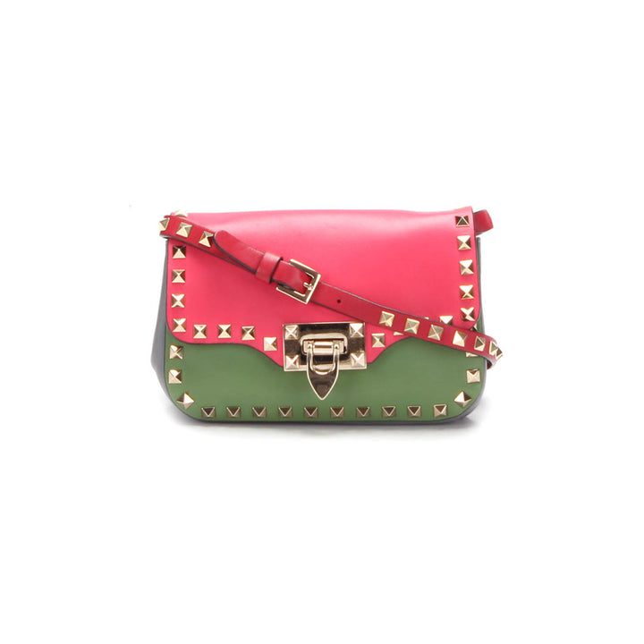 Tricolor Rockstud Flap Crossbody Bag