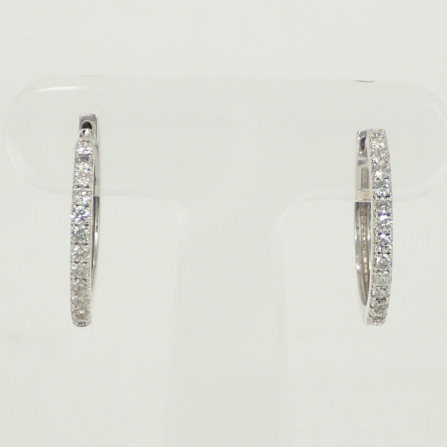 Women's 0.25ct Diamond Hoop Design Earrings in K18 White Gold, Silver, Never Used, Pre-owned