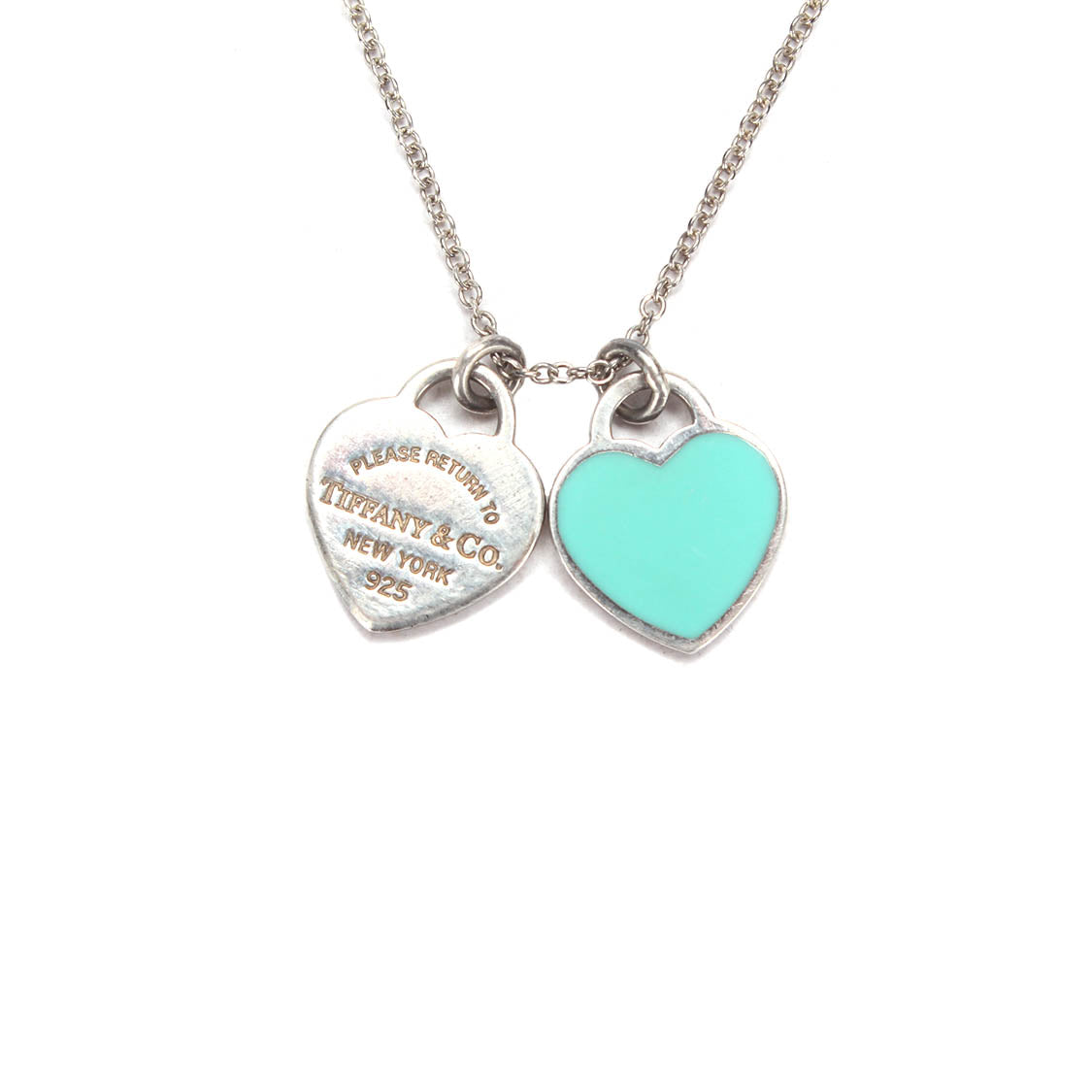 Double Heart Tag Pendant Necklace