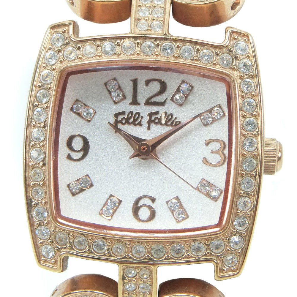 Folli Follie Ladies Gold Quartz Watch WF5R120BSS with Stainless Steel & Rhinestone, Silver Dial (Pre-loved) WF5R120BSS