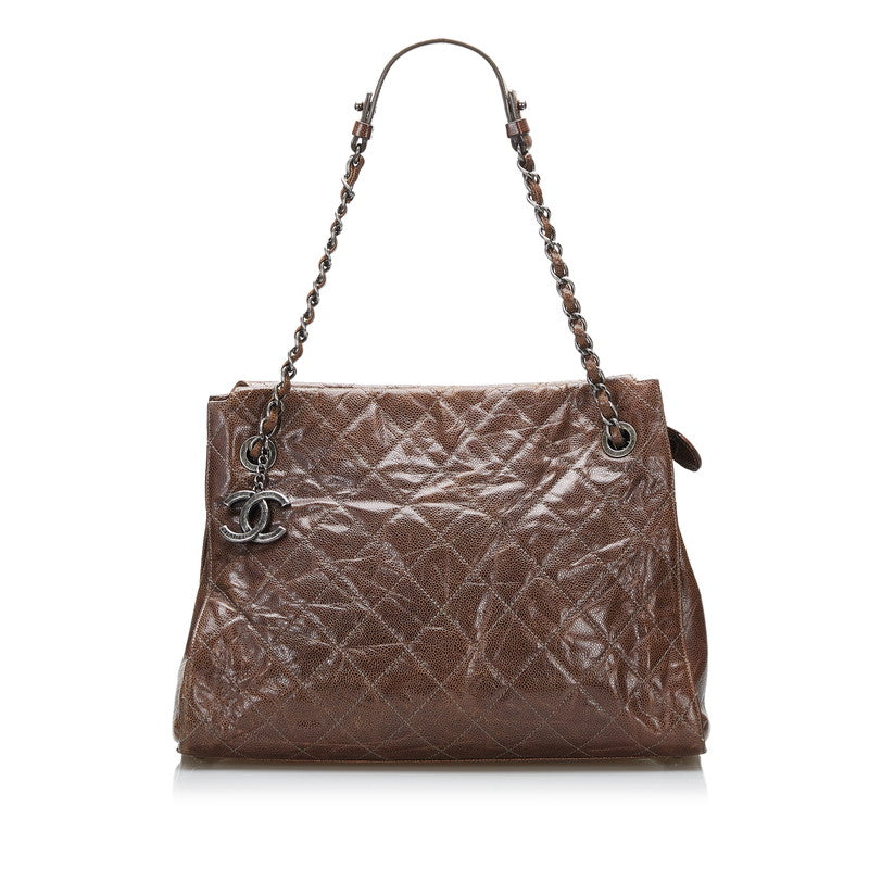 CC Quilted Caviar Chain Tote Bag