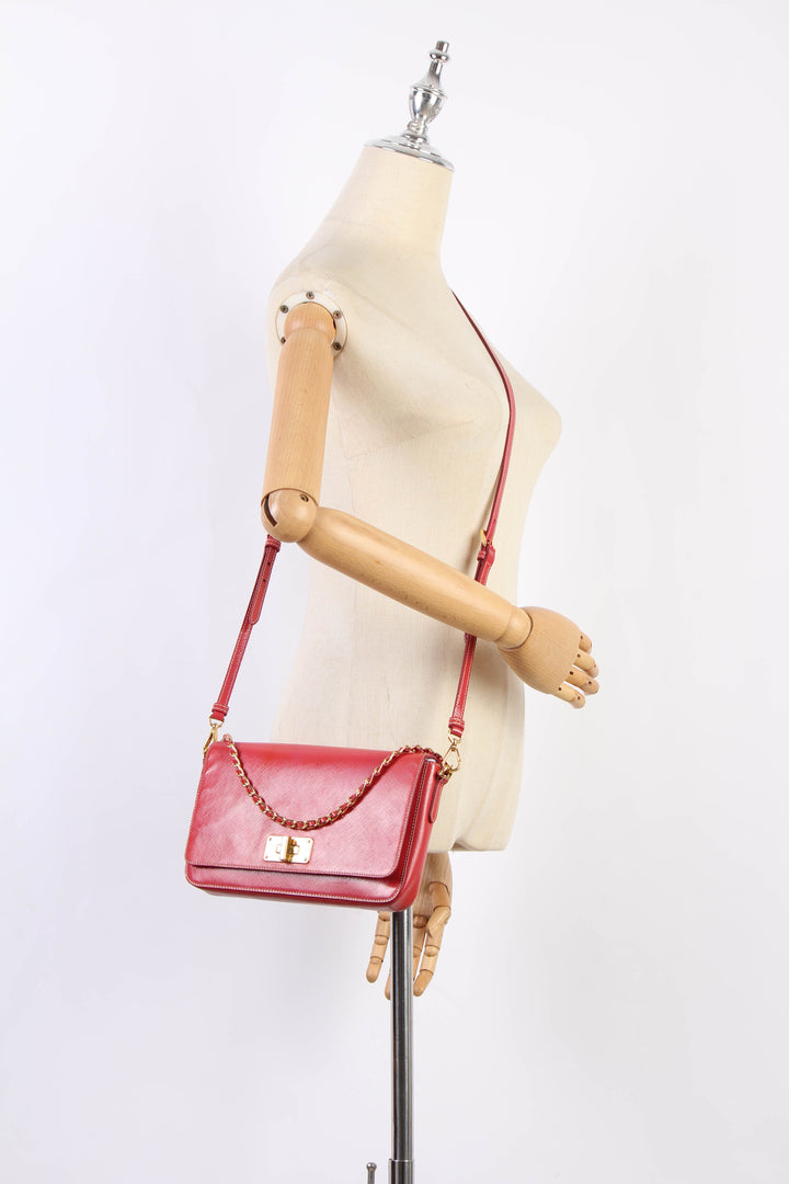 Saffiano Leather Vernice Flap Bag