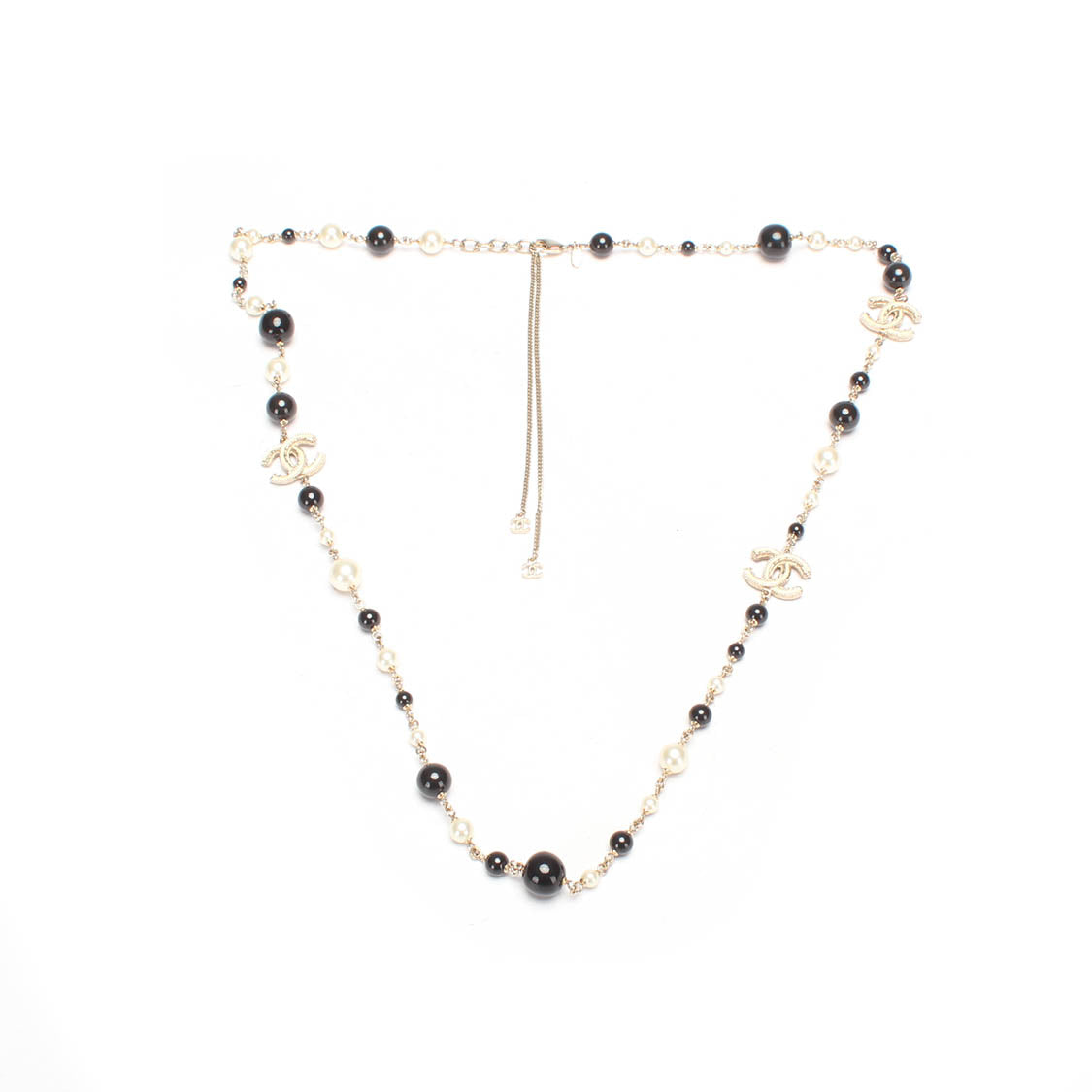 Faux Pearl & CC Station Necklace