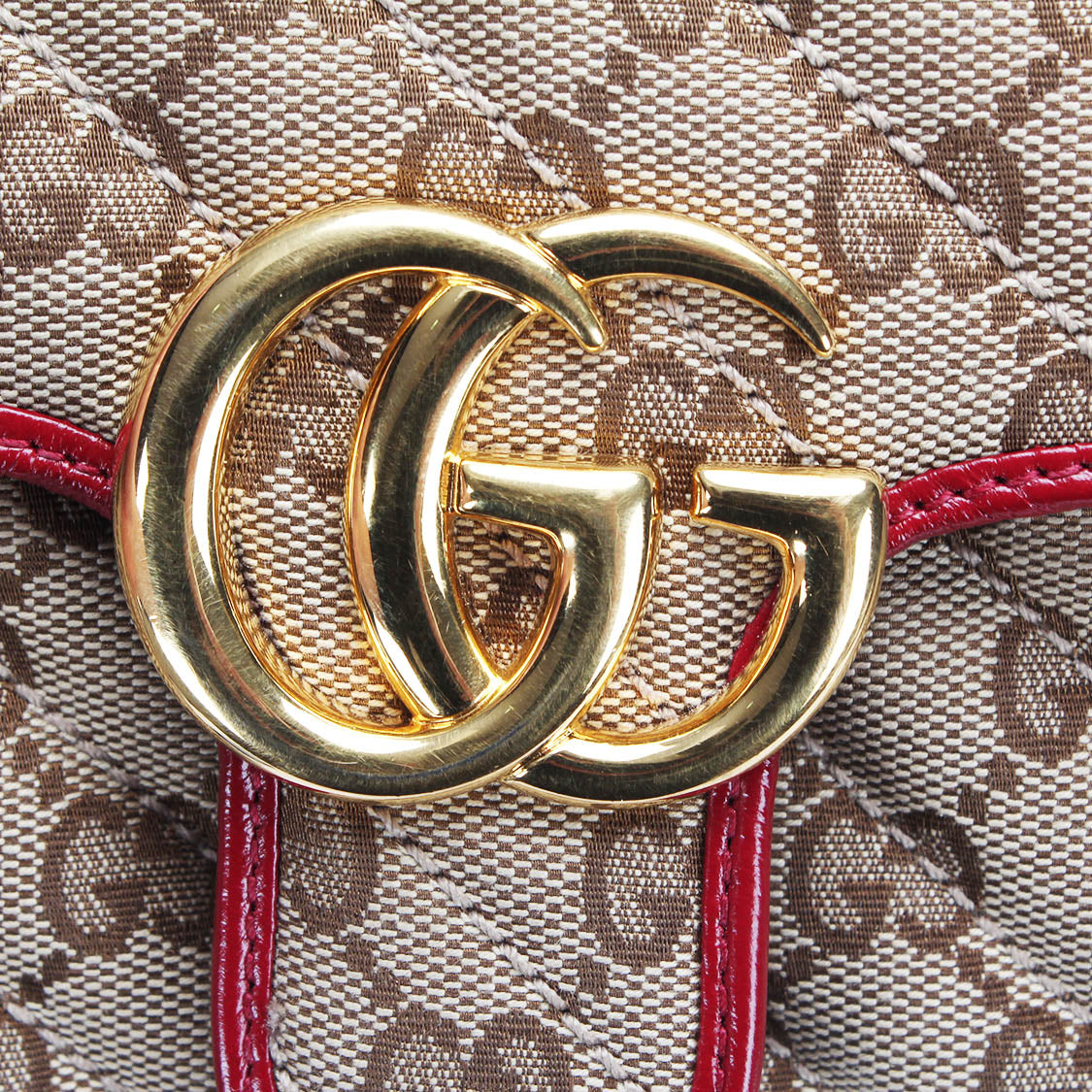 GUCCI GG Marmont Mini Canvas Leather Shoulder Bag Beige 446744