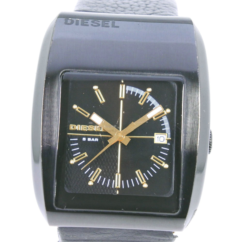 Diesel Men's Stainless Steel & Leather Black Quartz Watch DZ-1194 with Black Dial (Pre-loved, B-Rank Condition) DZ-1194