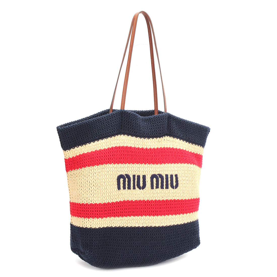 Raffia and Cotton Logo Tote Bag