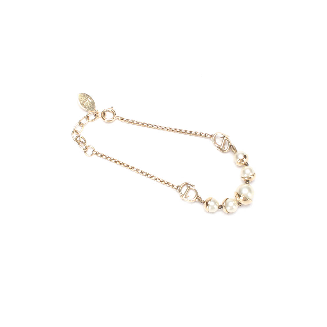 CD & Pearls Chain Bracelet