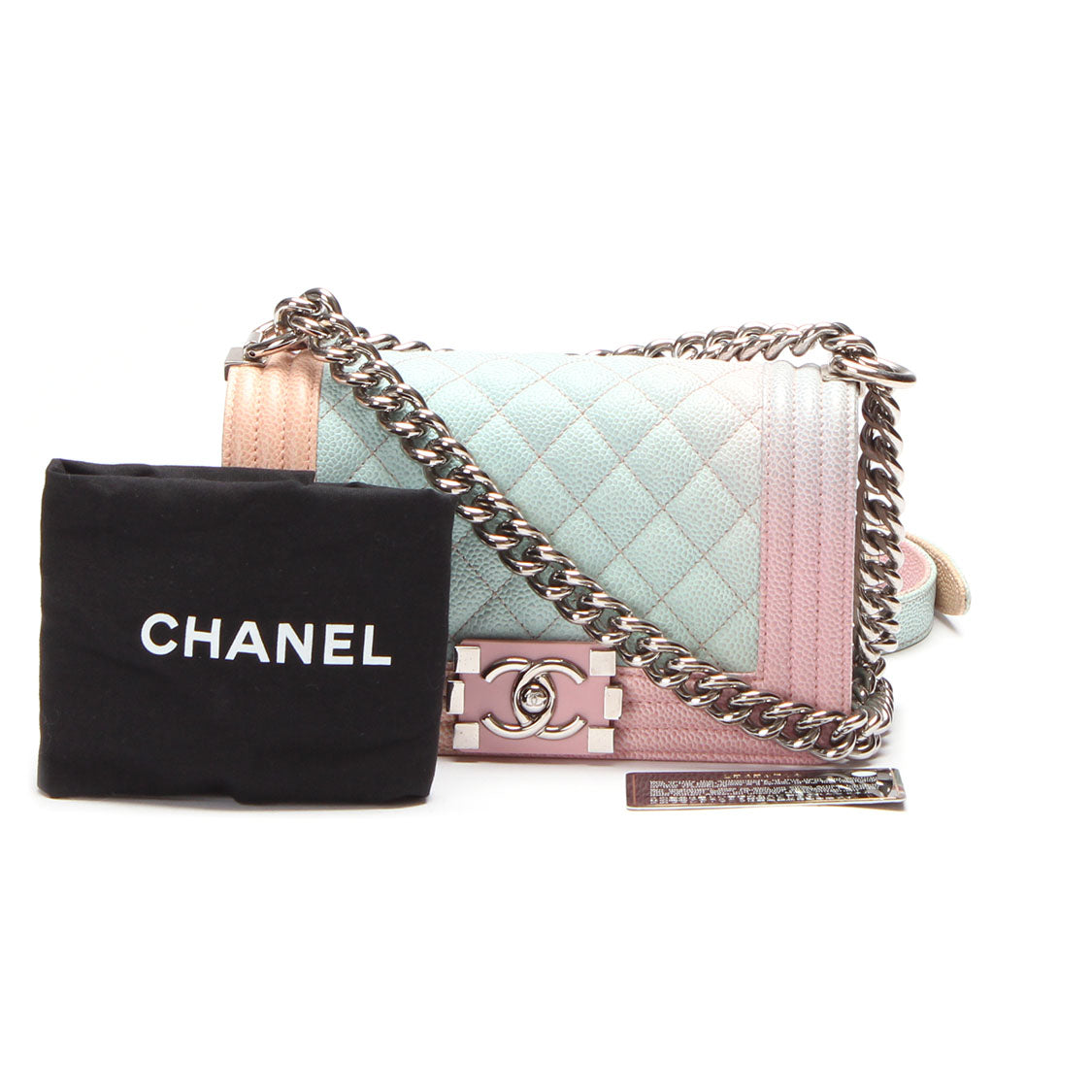 2018 Chanel Mini Boy Pastel Rainbow Caviar Leather Crossbody Bag