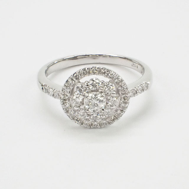 LuxUness  11th size Platinum Pt900 Flower Motif ring with D0.119ct & 0.41ct Diamond–Women's in Excellent condition