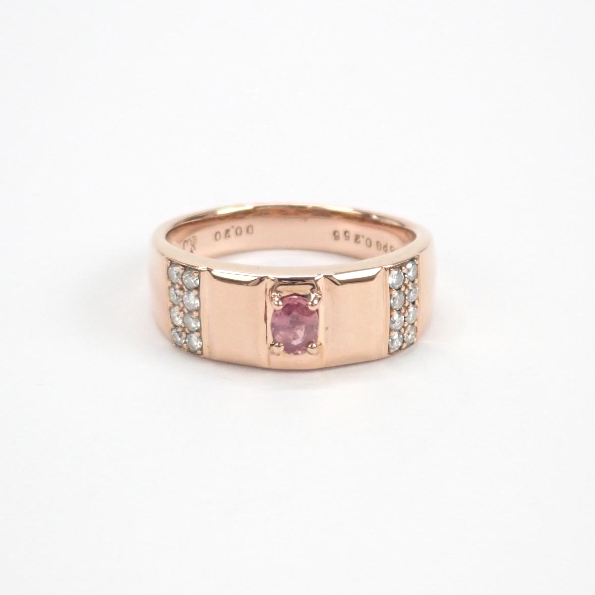 14th size K18 Pink Gold Design Ring with S0.255ct Sapphire & D0.20ct Diamond - Men's