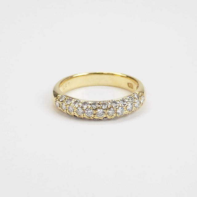 11th size K18 Yellow Gold Design Ring with D0.47ct Diamond -Women's