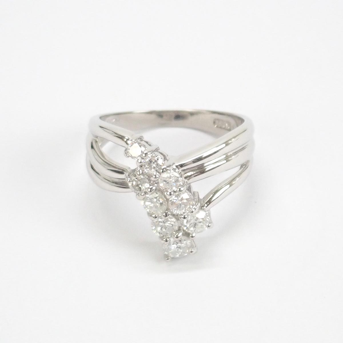 Unique Pt850 D0.79ct, approx. Gauge 11.5 Ring - Platinum PM850 with Diamond, 11.5 Silver For Women【Pre-Owned】
