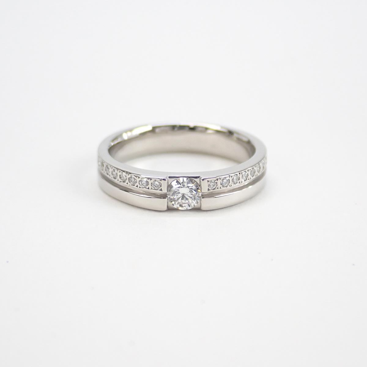 4℃ Design D0.171ct, approx. Gauge 9.5 Ring - PT1000 with Diamond, 9.5 Silver For Women【Pre-Owned】