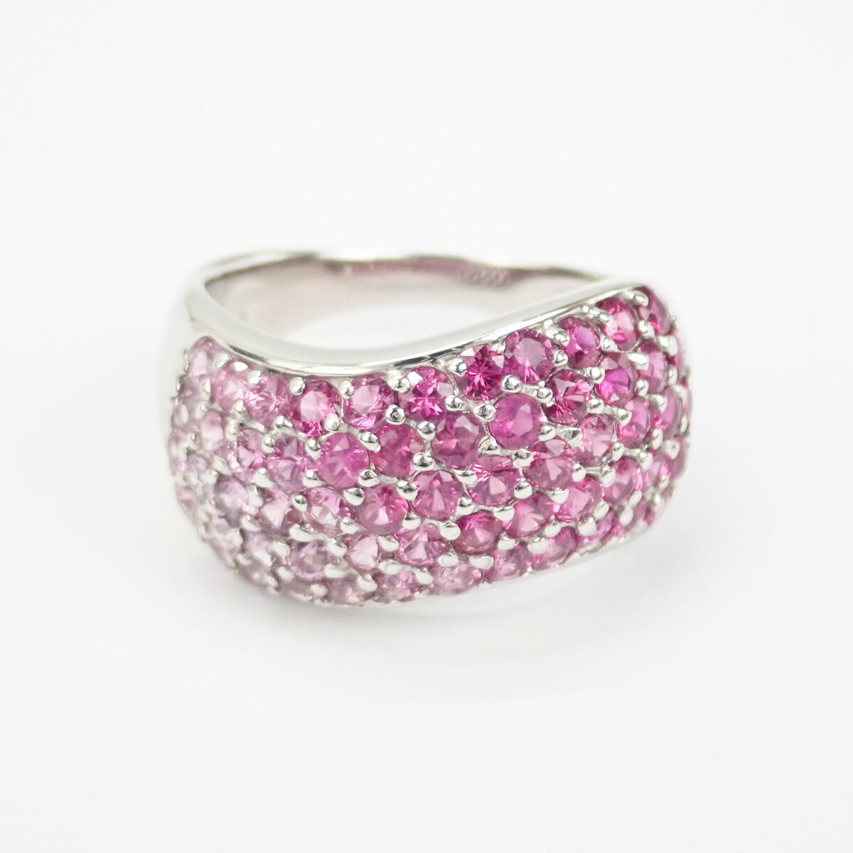 [LuxUness]  K18 White Gold Pink Sapphire 3.00ct Designer Ring, Ladies' Size 16 – Pre-owned in Excellent condition