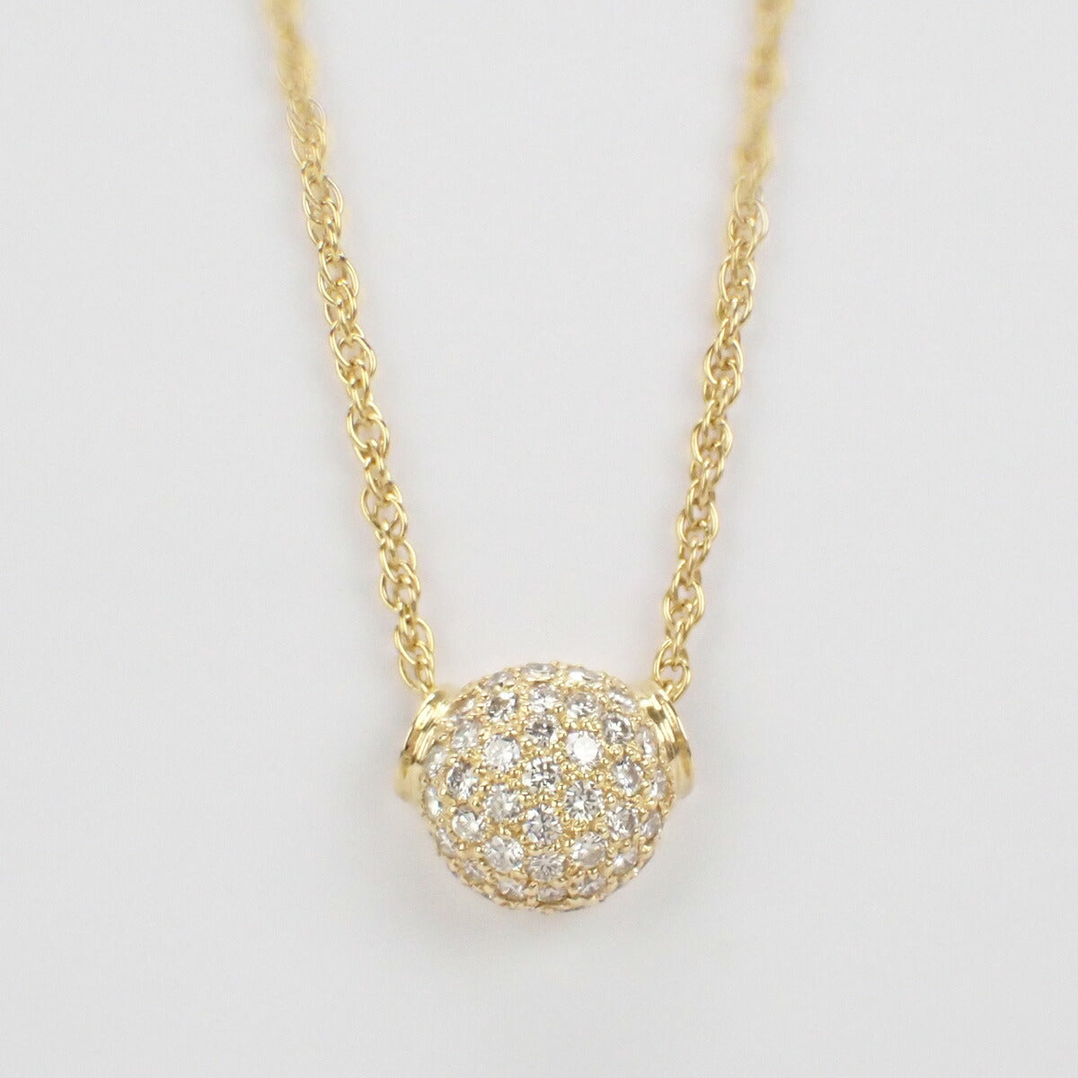 [LuxUness]  K18YG Ball Motif Diamond Necklace 0.67ct, Yellow Gold Finish, Ladies (Pre-owned) in Excellent condition