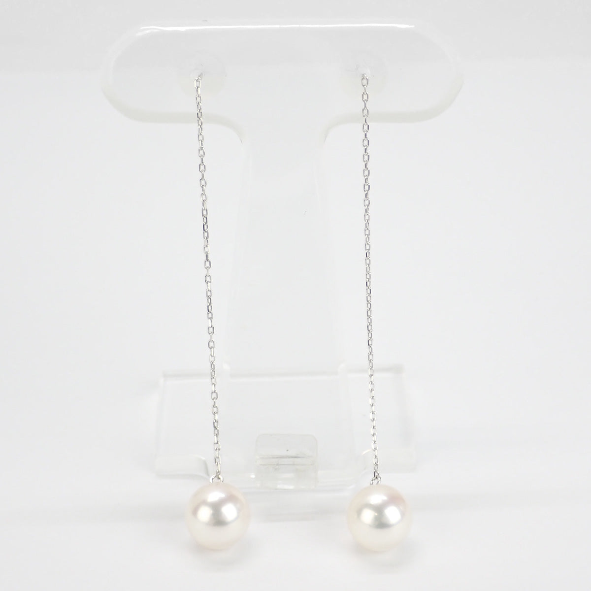 [LuxUness]  K18 White Gold & Akoya Pearl Earrings, 7.5mm for Women - New & Unused in Brand new