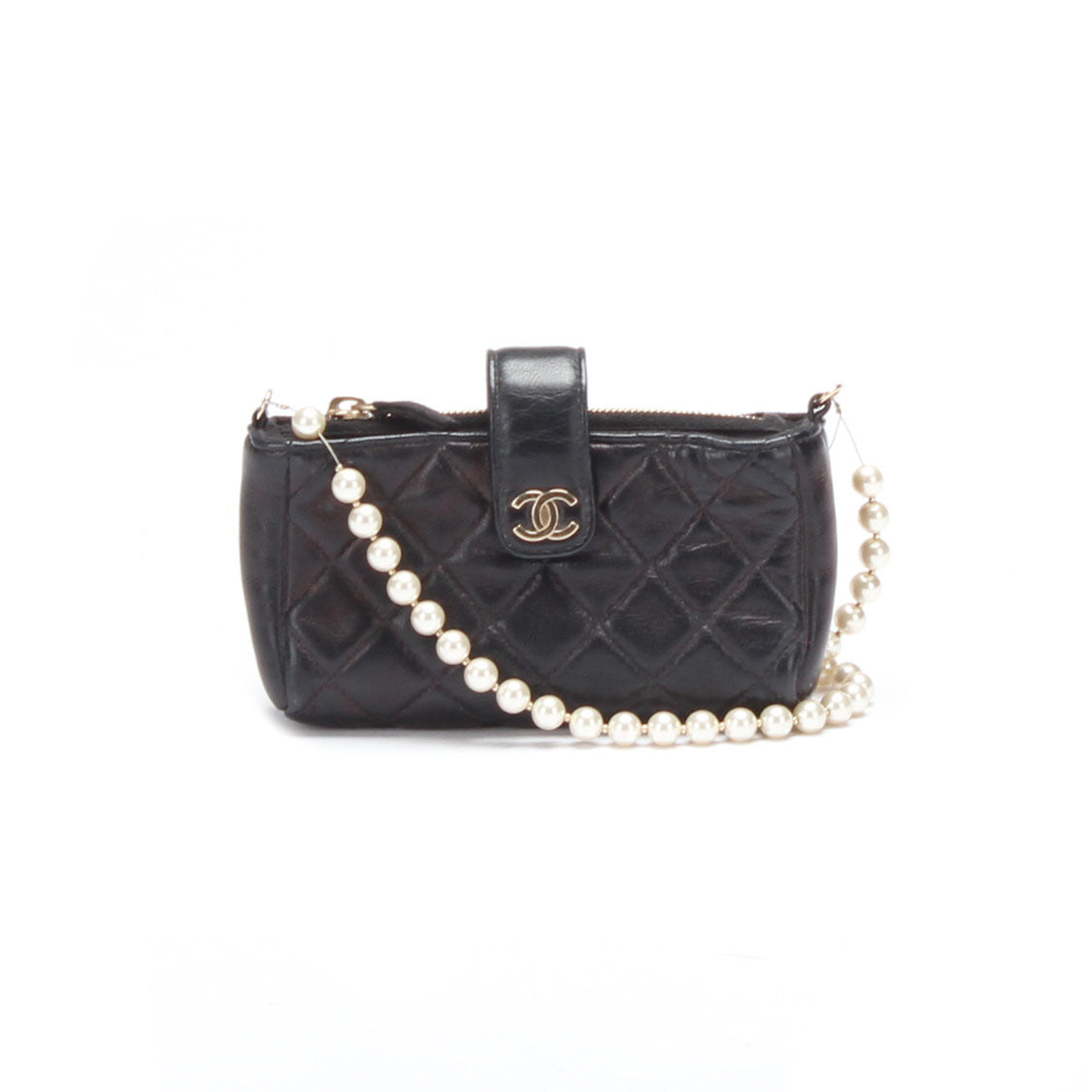 Quilted Pearl Chain Phone Bag