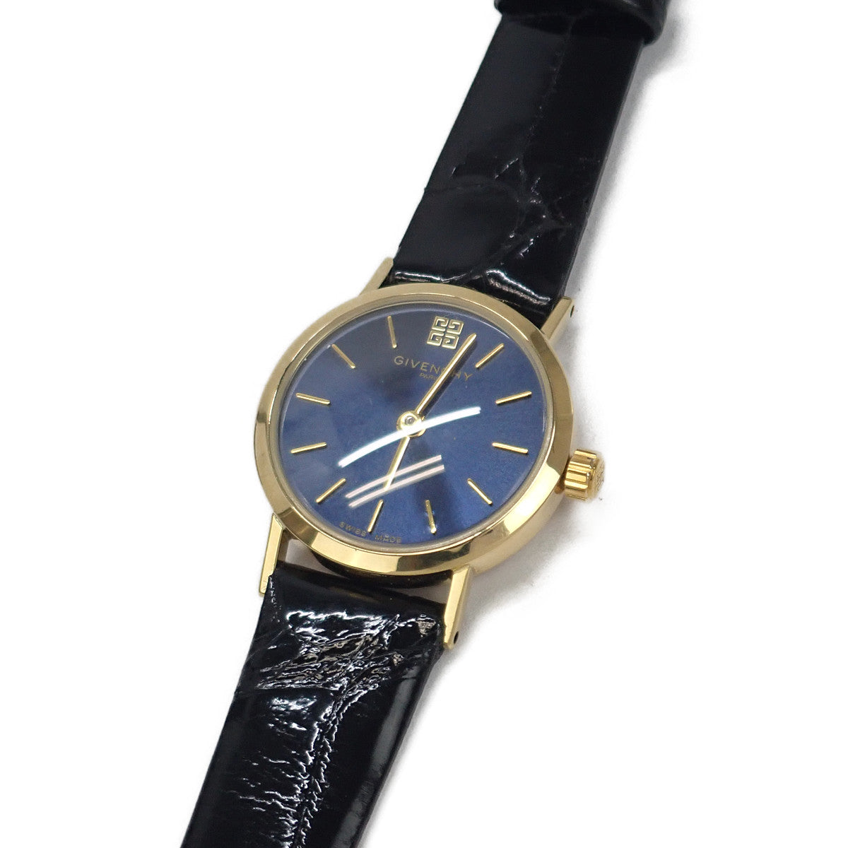 Givenchy K18YG Limited Edition Quartz Watch with Blue Dial and Black Leather Strap for Women 1.621016
