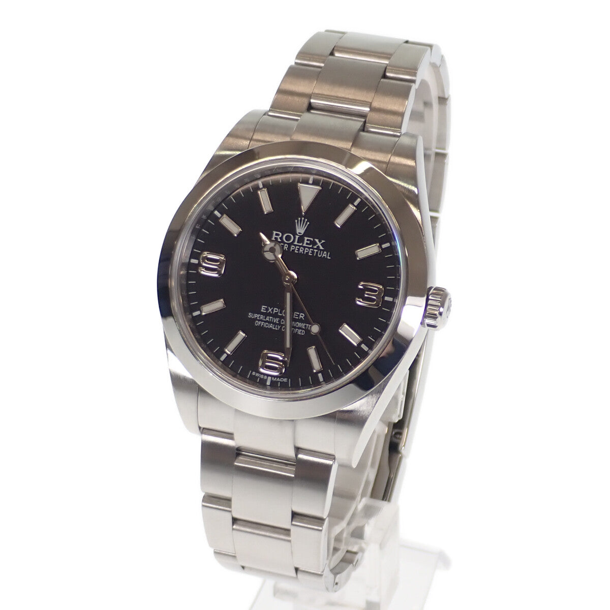 ROLEX Explorer 1 Men's Wristwatch 214270 in Stainless Steel Silver with Blackout Black Dial 214270.0