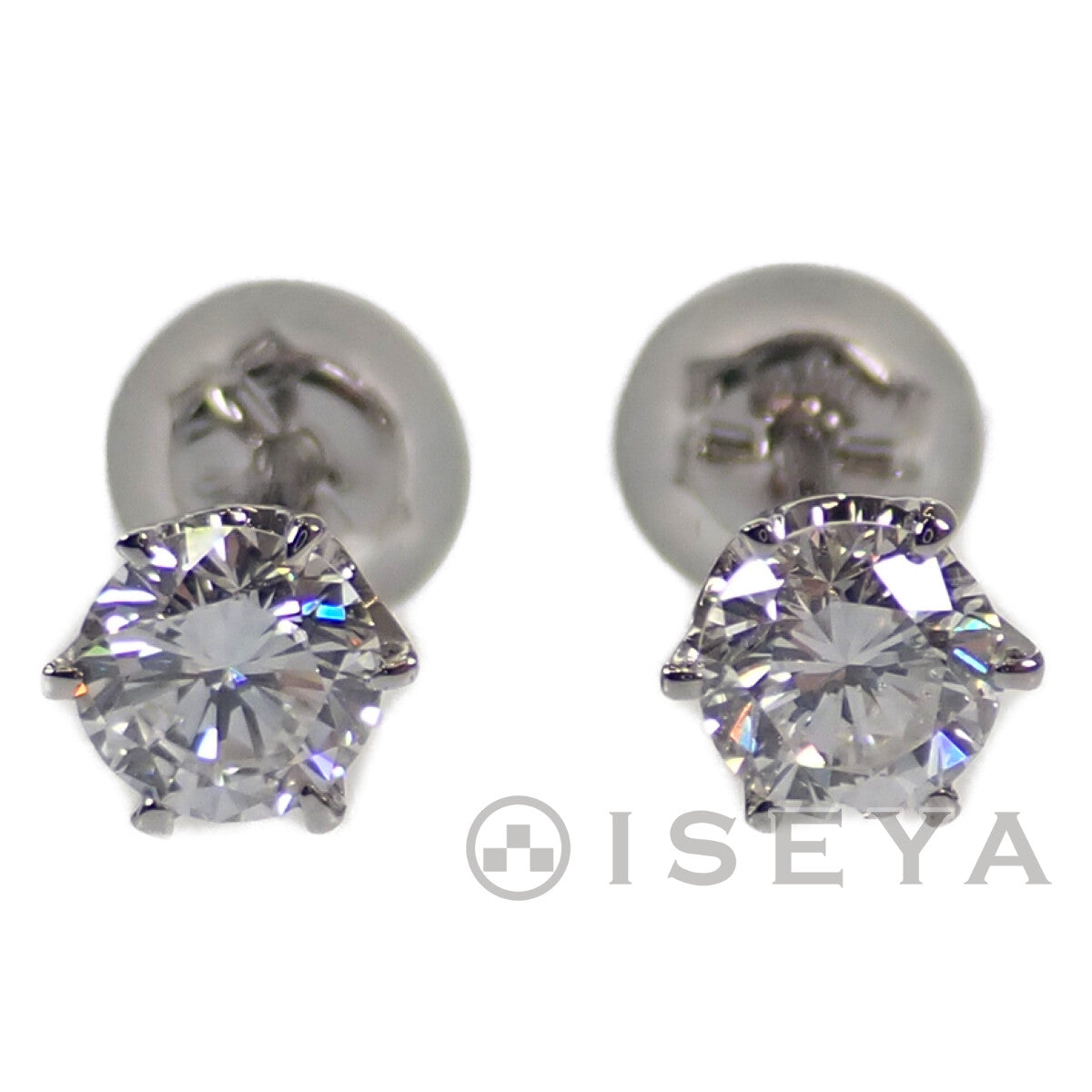 LuxUness  Stylish Pt900 Diamond Stud Earrings 0.351 0.322ct, Ladies Silver - 434872 in Excellent condition
