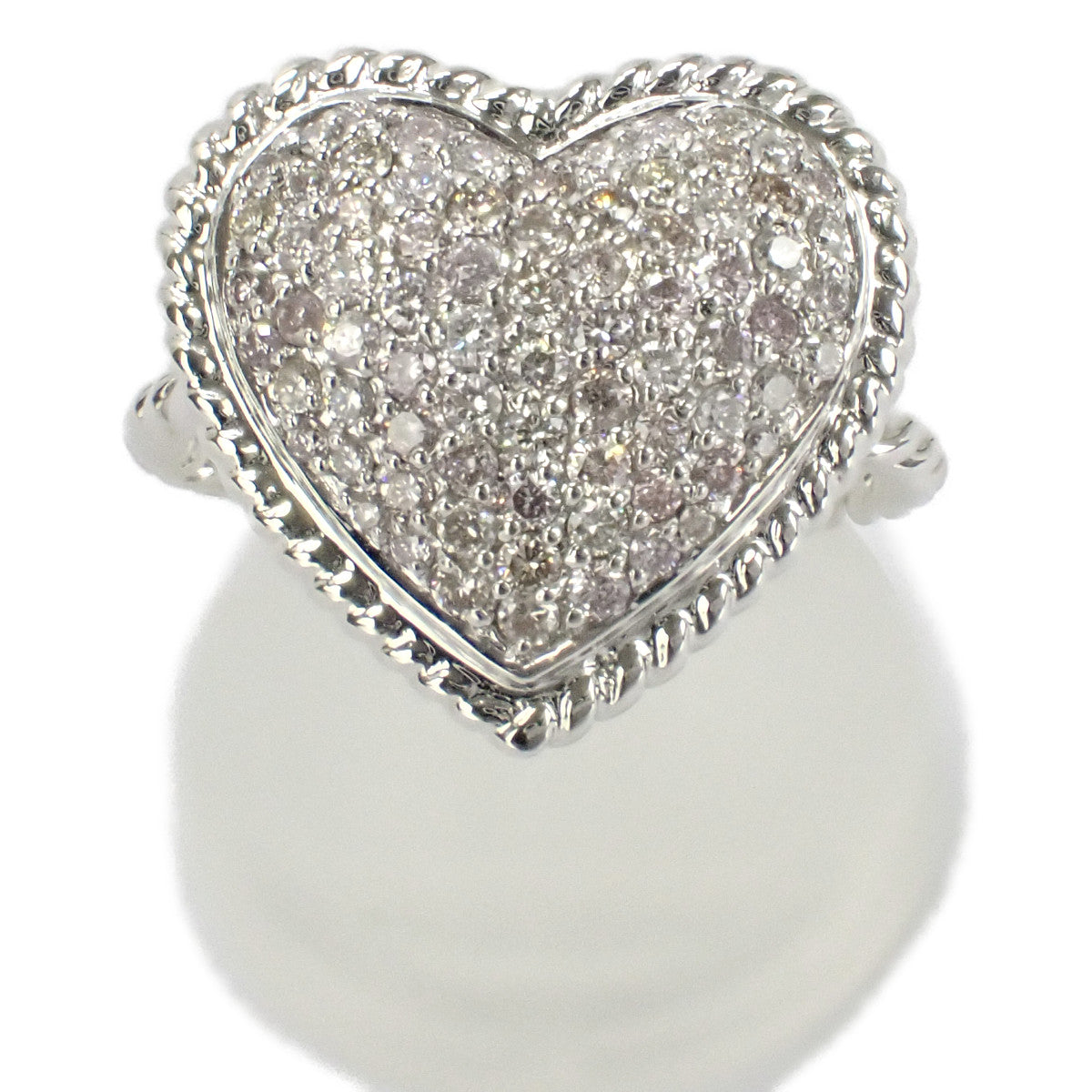 LuxUness  K18 White Gold Heart Shaped Diamond 0.65ct Ring, Women's Silver, Size 13 - 435016 in Excellent condition
