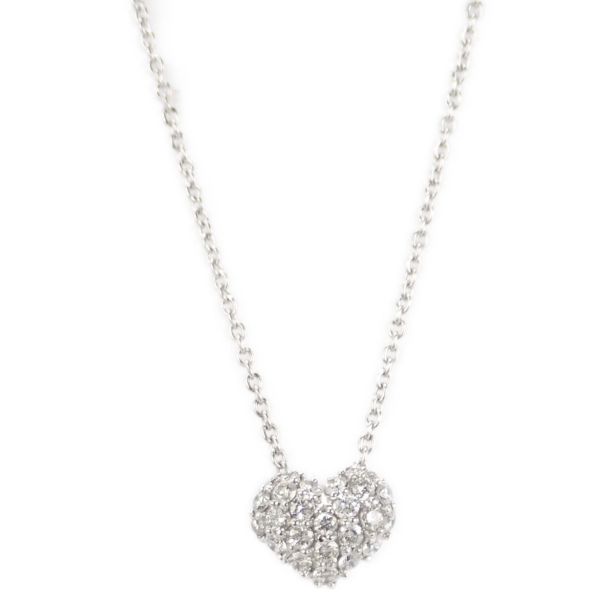 LuxUness  Designer Jewelry Heart Necklace in K18 White Gold with Diamond 0.47ct for Ladies - Silver in Excellent condition