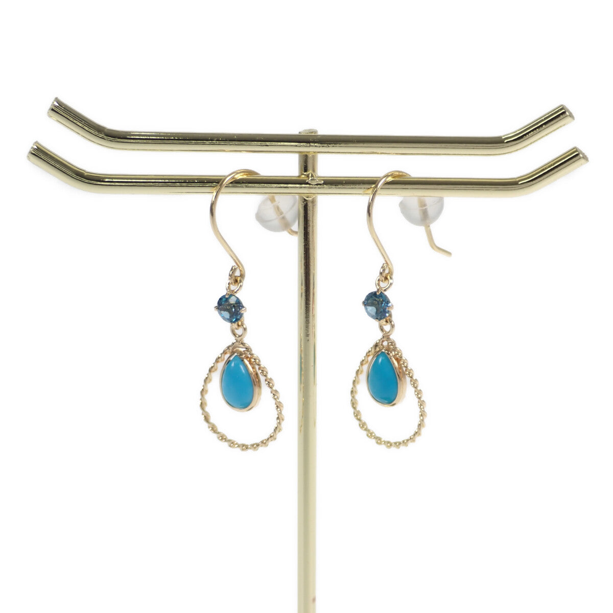 Women's 0.14ct Turquoise Drop Design Earrings in K18 Yellow Gold, Gold, Never Used, Pre-owned