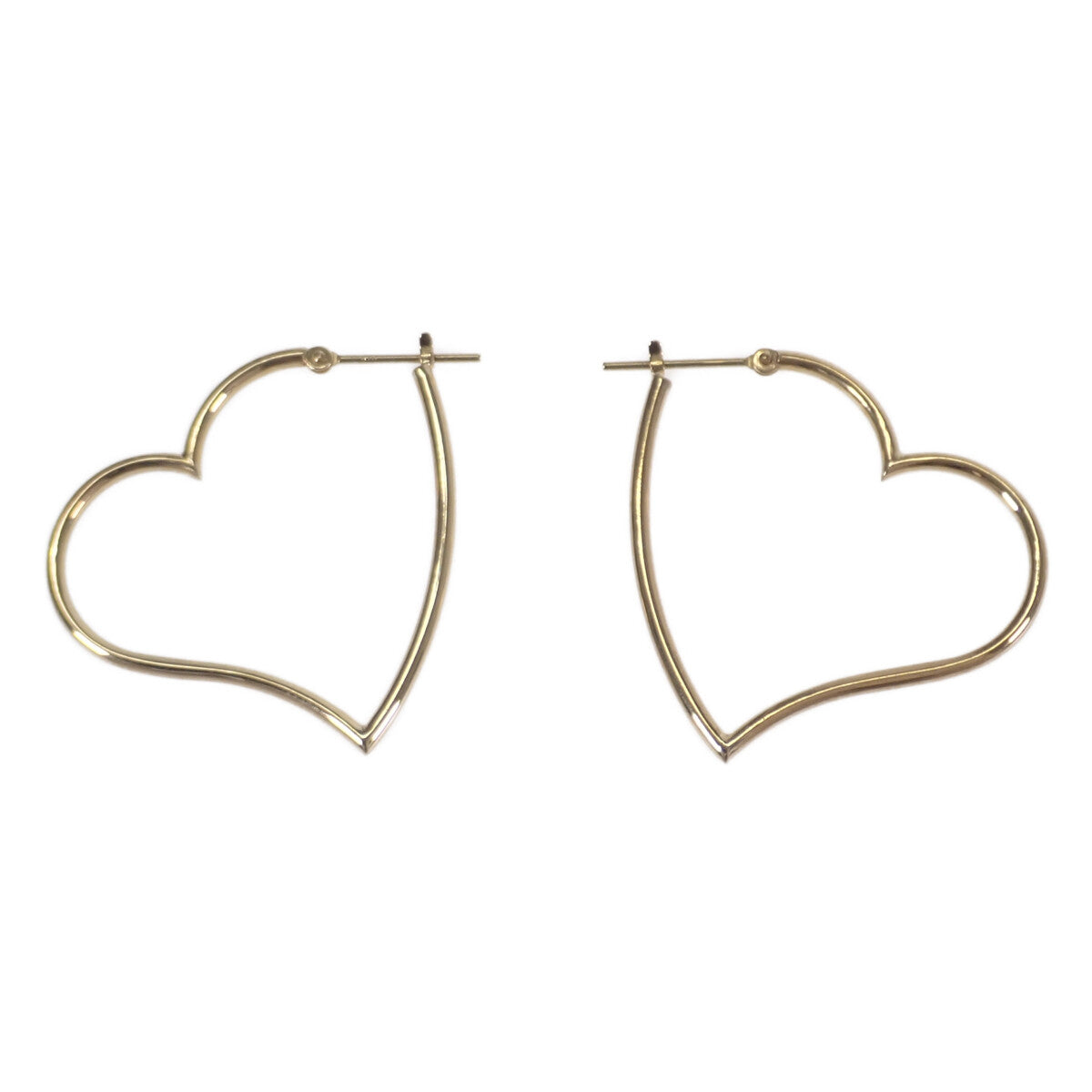 LuxUness  K18 Yellow Gold Heart Design Large Size Earrings for Women - Unused Preloved in Brand new