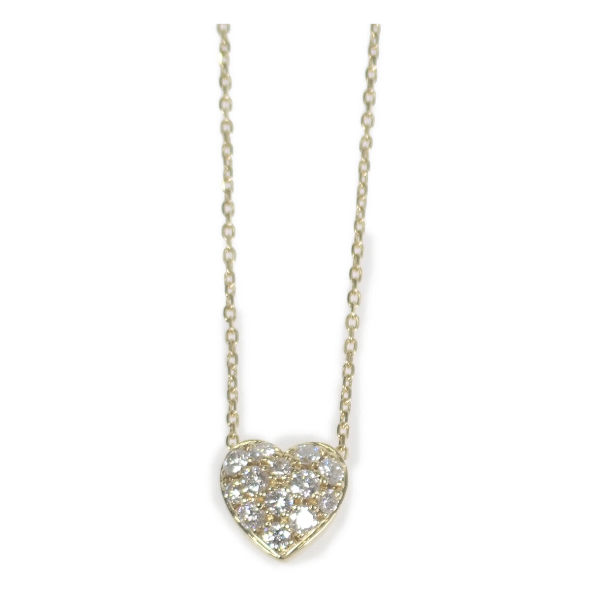 LuxUness  Ladies' K18 Yellow Gold Heart Pave Design Diamond Necklace (0.30ct) - Gold Tone, Preowned in Excellent condition