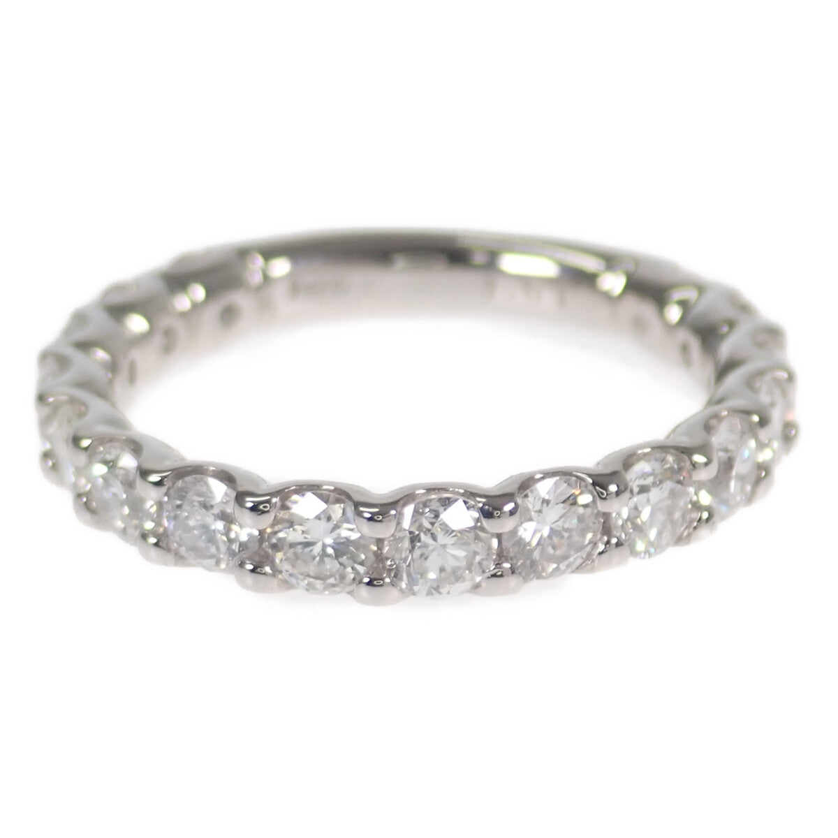 Ladies' Pt900 Platinum Three-Quarters Eternity Design Diamond Ring (1.51ct) – Size 11, Silver Tone, Preowned