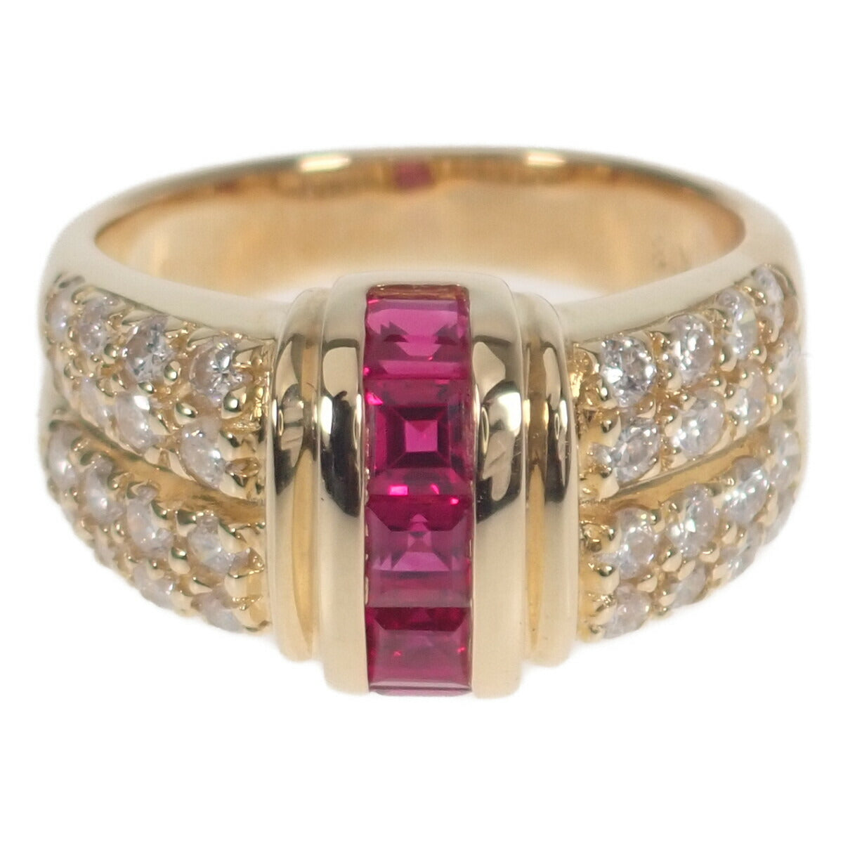 [LuxUness]  K18 Yellow Gold Ruby Diamond Ring with 1.11ct Ruby and 0.85ct Diamond for Women in Excellent condition