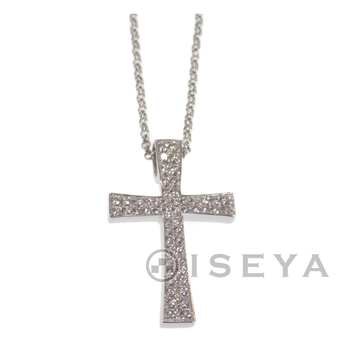 [LuxUness]  Unique Cross Design D0.667ct Necklace in K18 White Gold with Diamonds for Women in Excellent condition