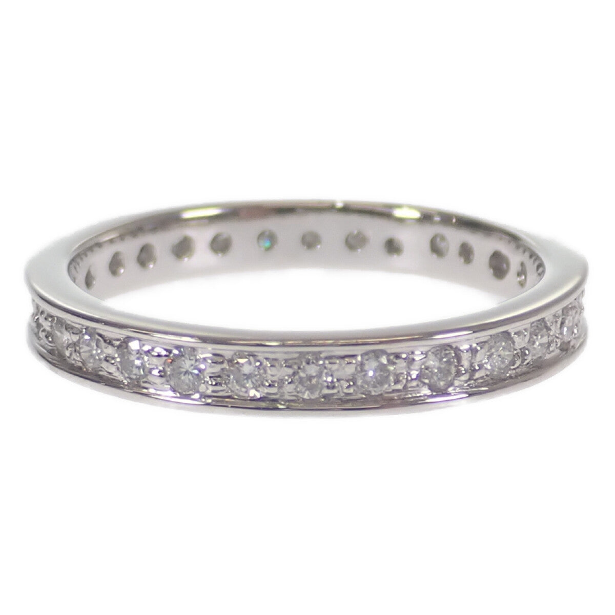 Full Eternity Design K18 White Gold Ring with 1.31ct Diamond, Size 14 (Silver, Women)