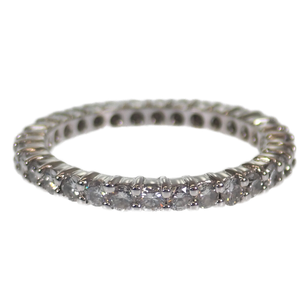 [LuxUness]  K18 White Gold Full Eternity Design Ring with 1.06ct Diamonds, Size 12 - Silver, for Women- Ideal for Special Occasions- (Pre-owned) in Excellent condition