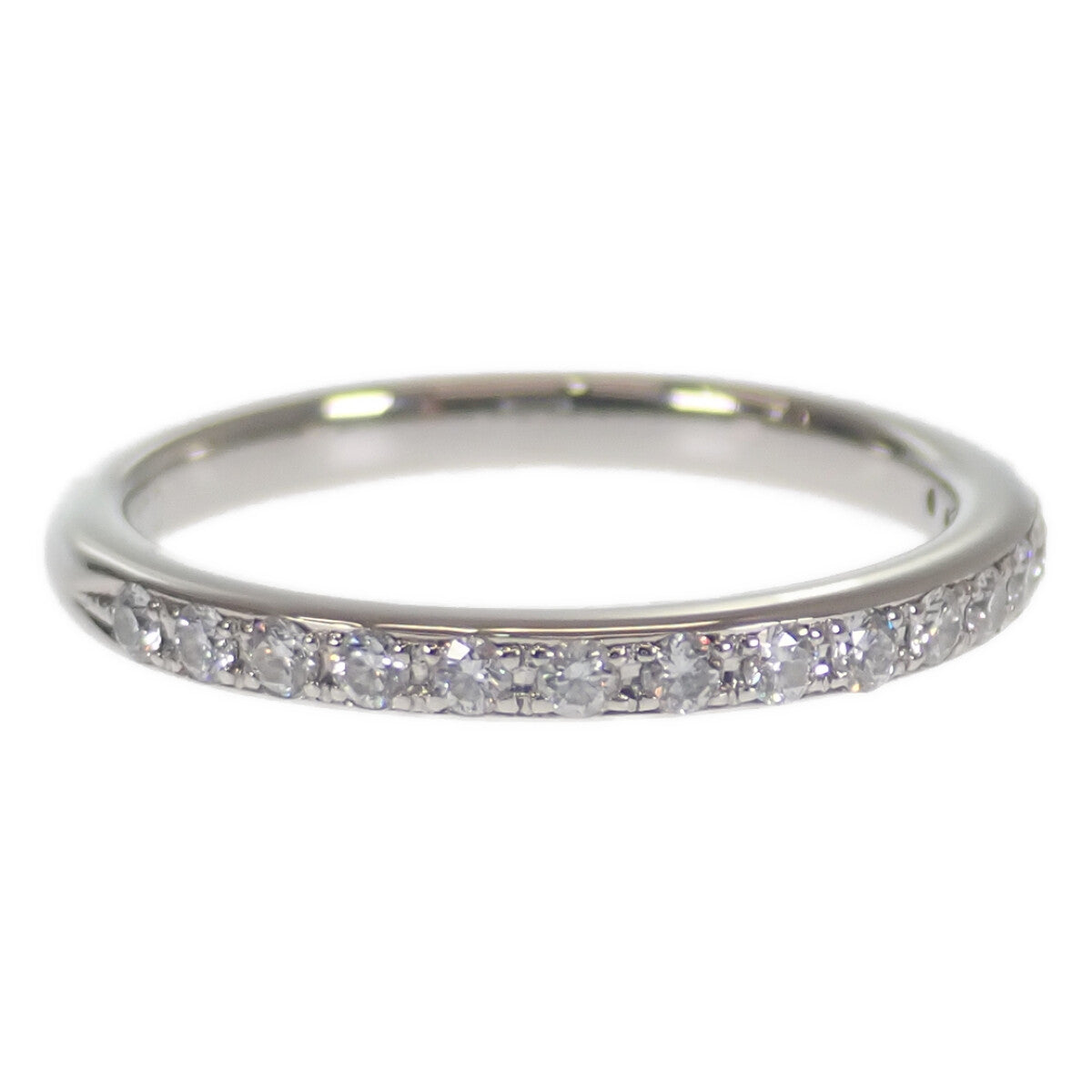 [LuxUness]  Half Eternity Design Ring in PT900 Platinum with 0.21Ct Diamonds, Size 10 - Silver, for Women- Classic and Elegant- (Pre-owned) in Excellent condition
