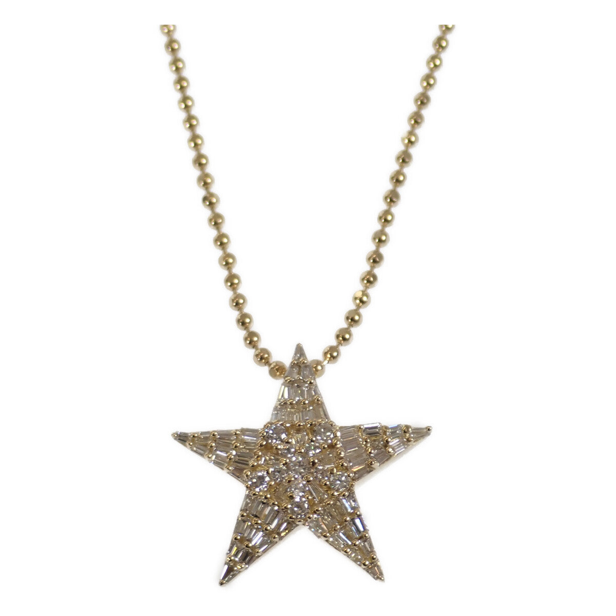Ladies' K18YG Star Design Jewelry Necklace with Diamond (1.10ct) in Gold – Used