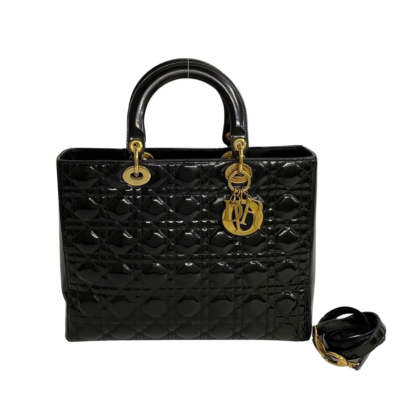 Large Cannage Patent Lady Dior Bag