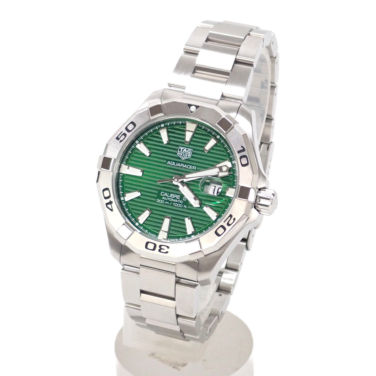 TAG HEUER Aquaracer Caliber 5 Men's Wristwatch WAY2015.BA0927 in Stainless Steel Silver with Green Dial WAY2015.BA0927