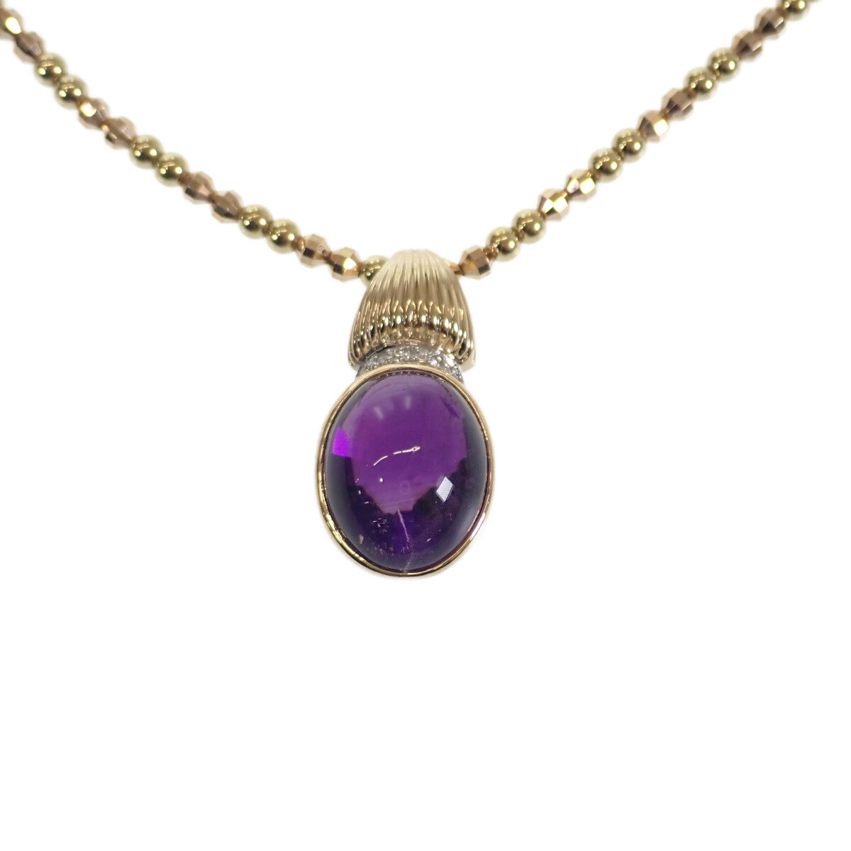 [LuxUness]  Ladies' K18YG and Pt900 Necklace with Amethyst (12.89ct) and Diamond (0.05ct) in Gold – Used  in Excellent condition