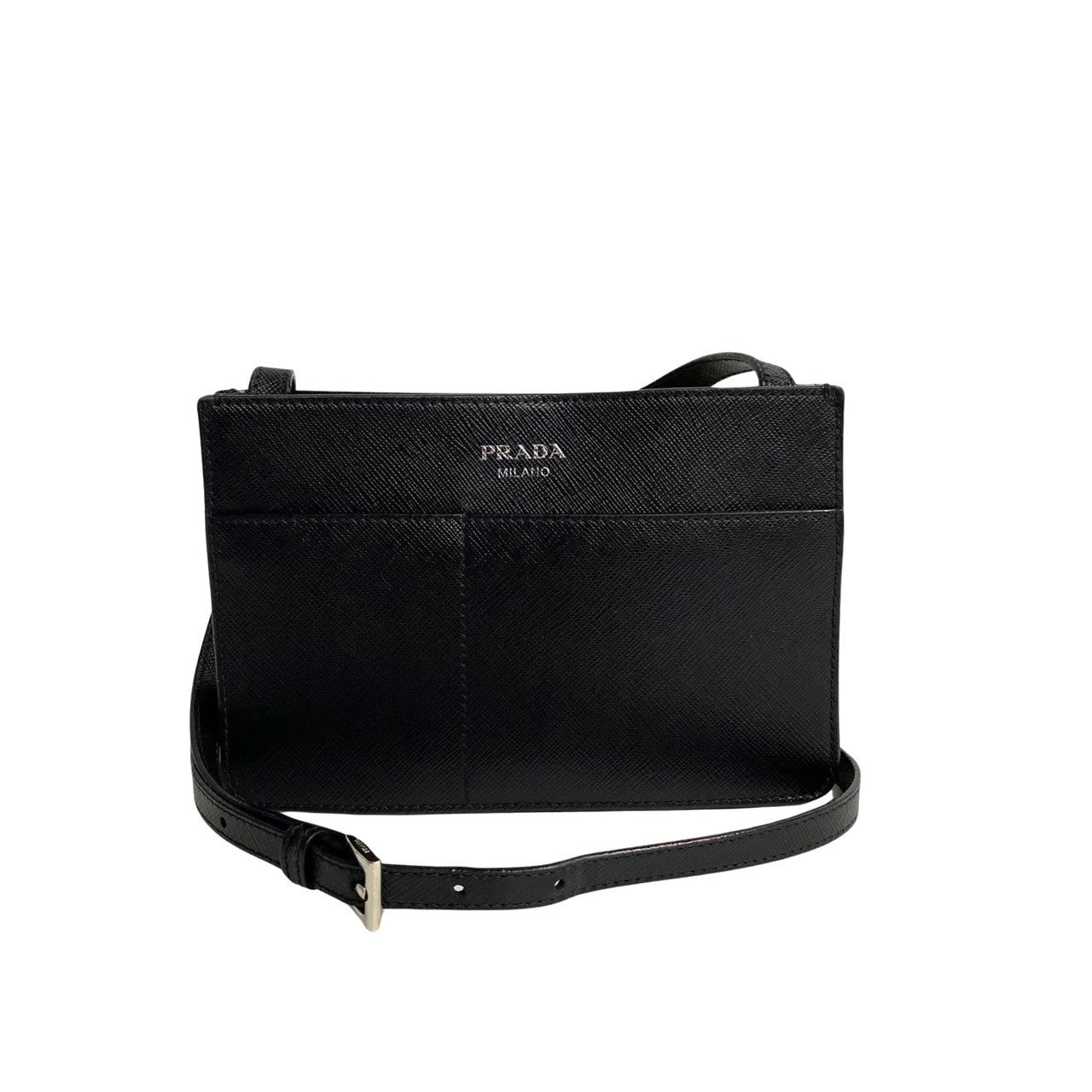 Saffiano Lux Double Pocket Crossbody Bag
