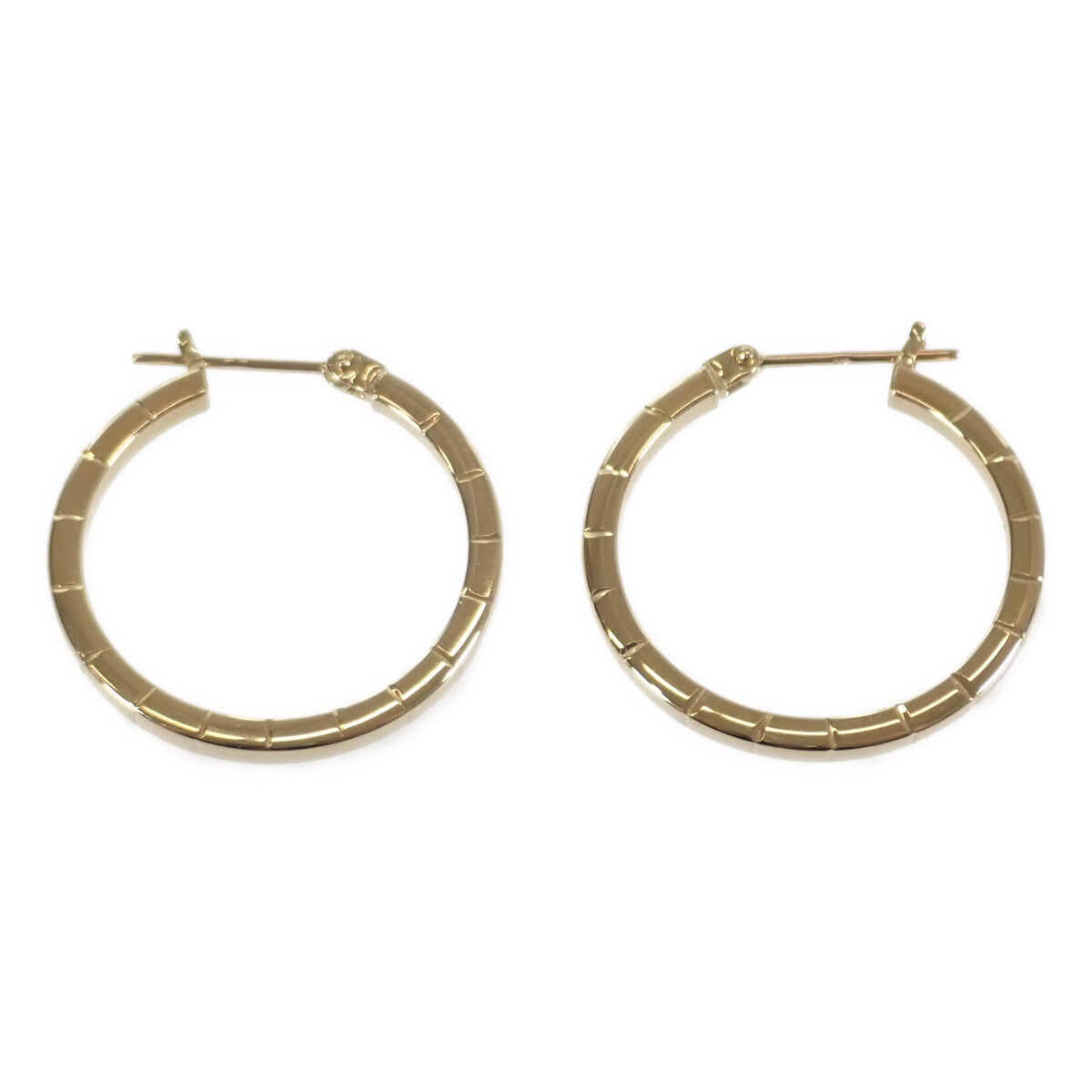 K18 Yellow Gold Hoop Design One-Touch Ring Earrings, Ladies’, Preowned