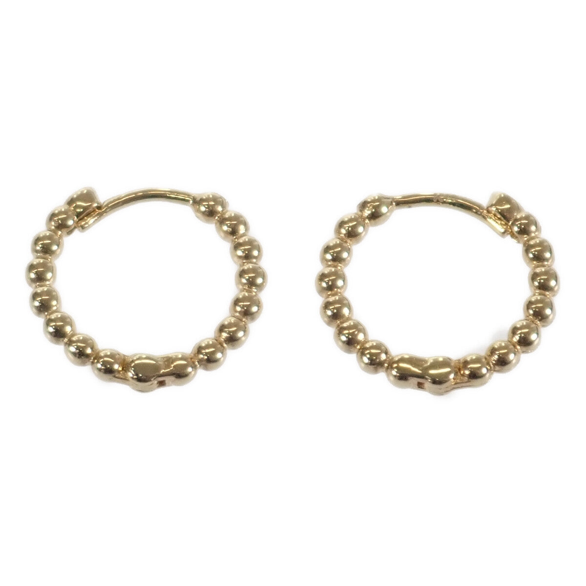 K18 Yellow Gold Ball Hoop Design One-Touch Earrings, Ladies’, Preowned