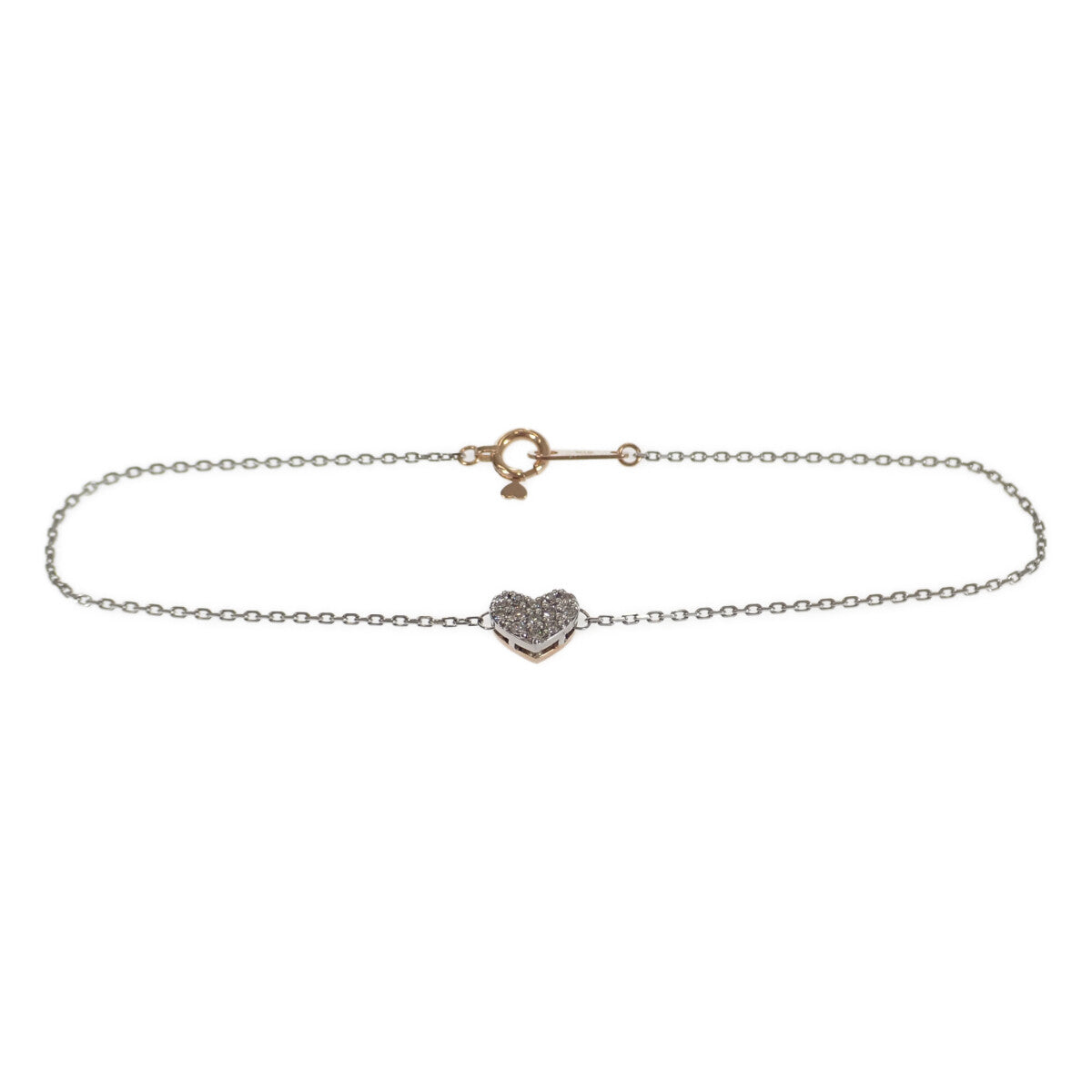 [LuxUness]  Heart Bracelet in K18 Pink Gold & Platinum Pt900 850 with Diamonds 0.11ct for Women in Brand new