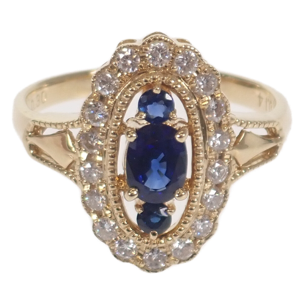 [LuxUness] 18k Gold Diamond & Sapphire Ring Metal Ring in Excellent condition